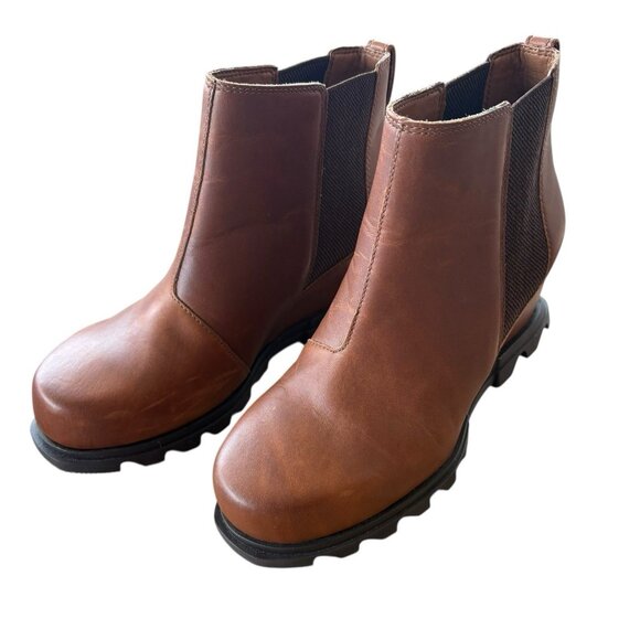 Sorel Shoes - Sorel Brown Leather Chelsea Ankle Boots Womens 9.5 Wide Slip On